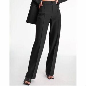 High Waisted Pleat Front Straight Leg Trousers